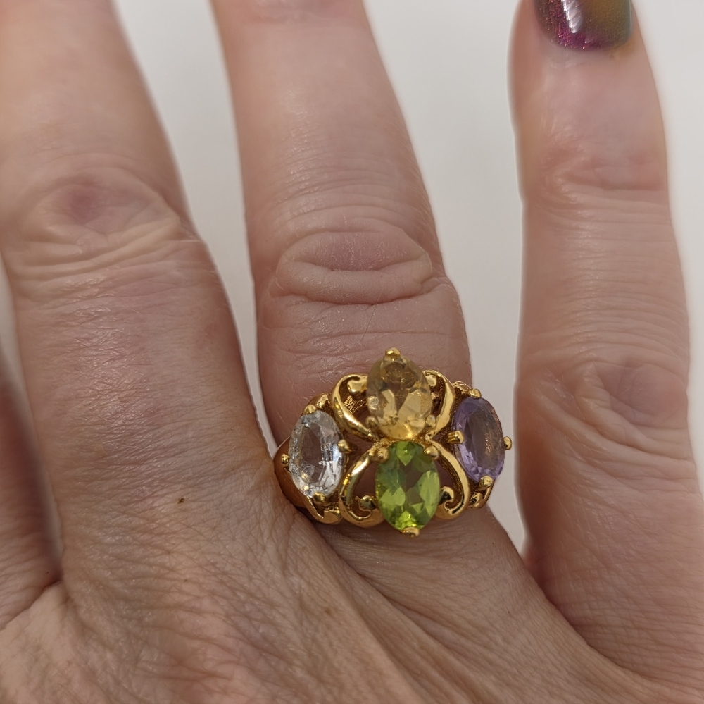 Host Pick Incredible Rare Victoria Wieck Peridot Amethyst Topaz Citrine Ring - Picture 5 of 9